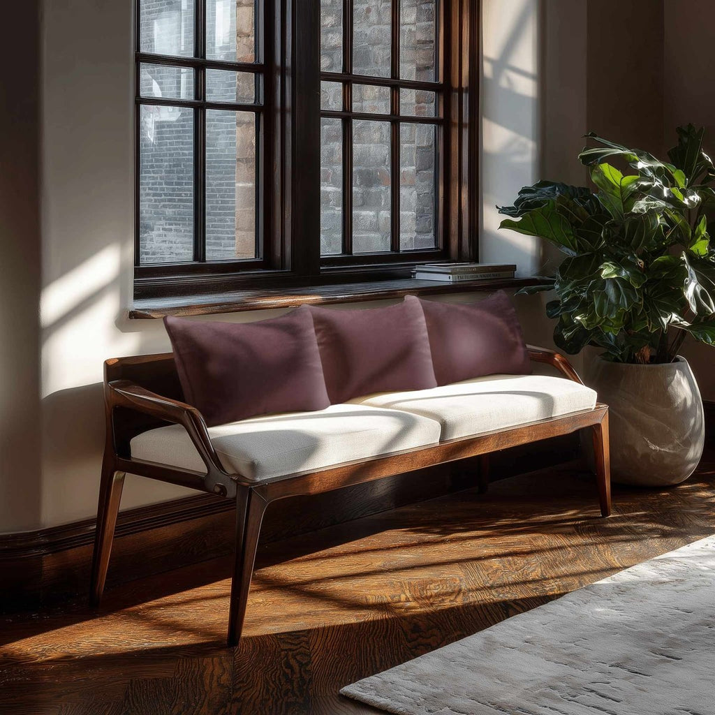 Signature Colours with Piping | Sustainable Velvet Rectangle Cushion - Italian Grape 50 x 30 cm by Izabela Peters