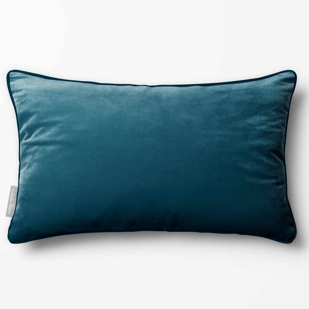 Signature Colours with Piping | Sustainable Velvet Rectangle Cushion - Teal 50 x 30 cm by Izabela Peters