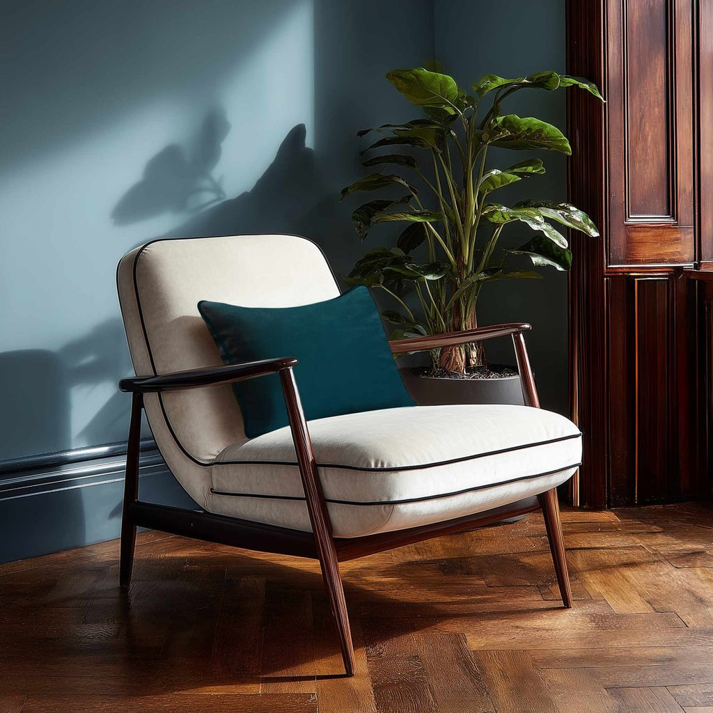 Signature Colours with Piping | Sustainable Velvet Rectangle Cushion - Teal 50 x 30 cm by Izabela Peters