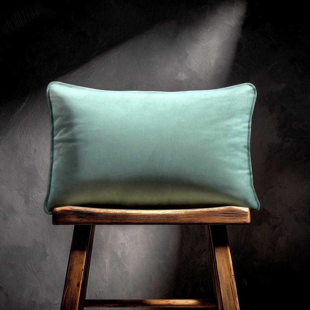 Signature Colours with Piping | Sustainable Velvet Rectangle Cushion - Blue Surf 50 x 30 cm by Izabela Peters
