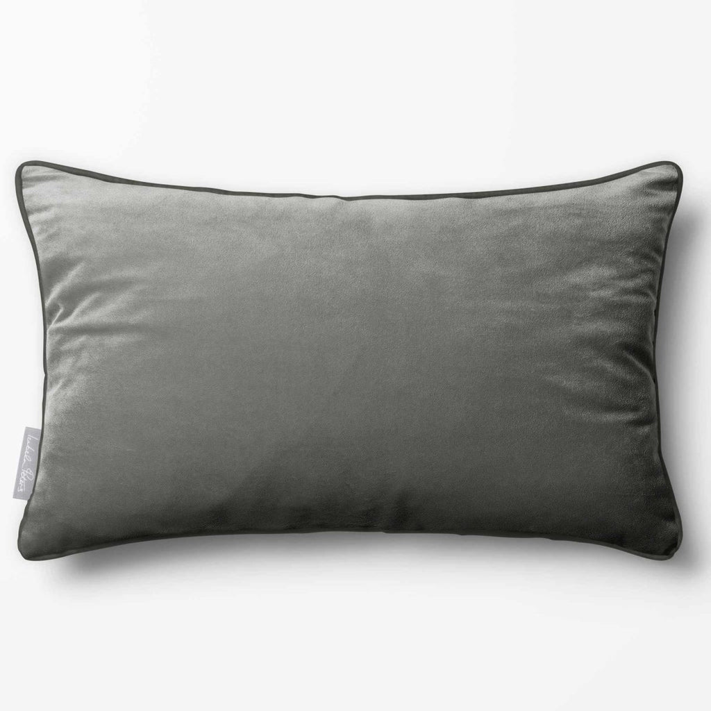Signature Colours with Piping | Sustainable Velvet Rectangle Cushion - Beluga 50 x 30 cm by Izabela Peters