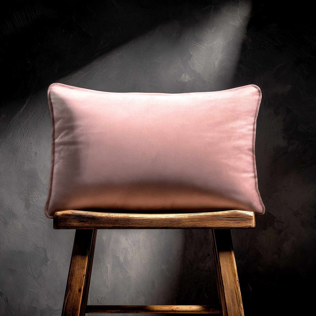 Signature Colours with Piping | Sustainable Velvet Rectangle Cushion - Rosewater 50 x 30 cm by Izabela Peters