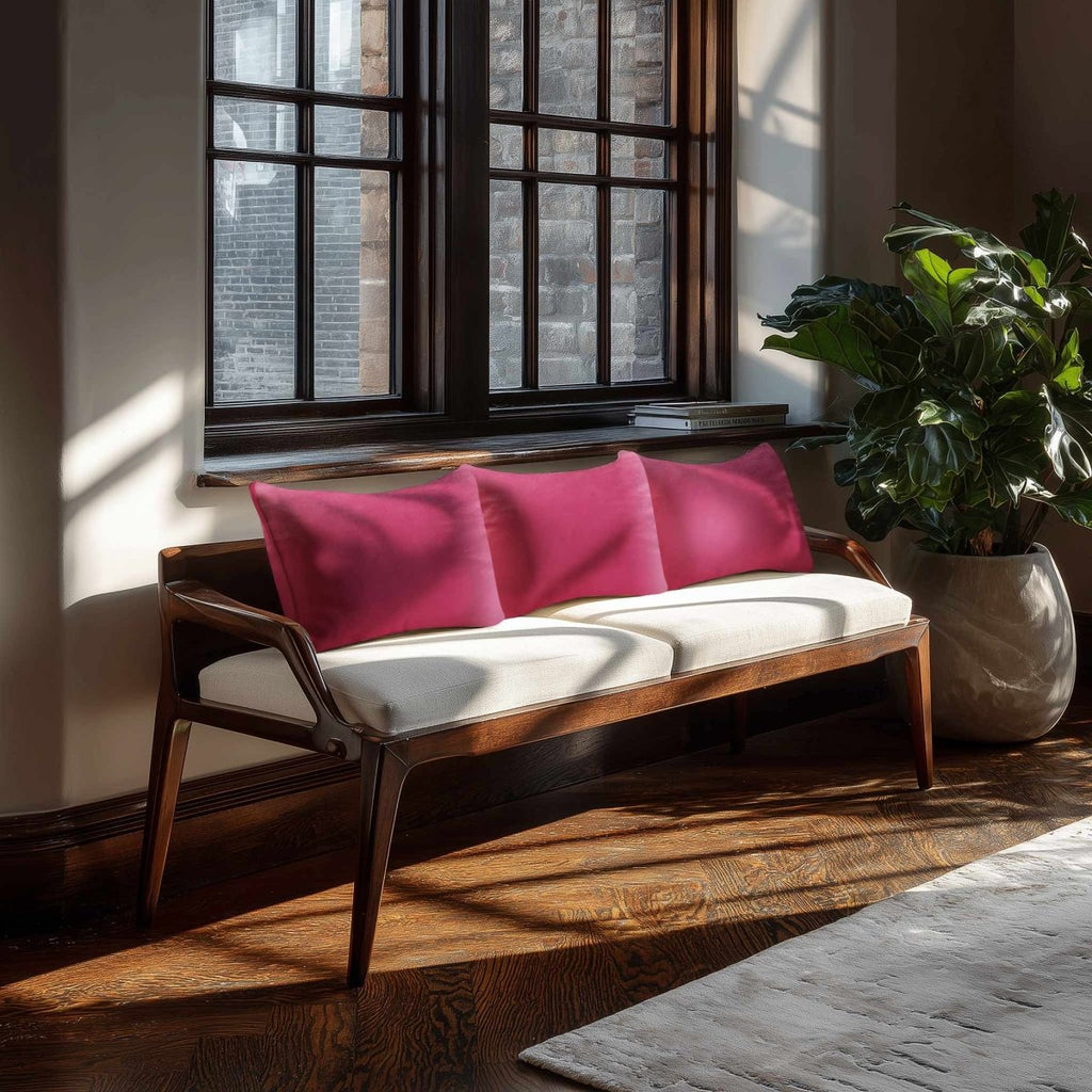 Signature Colours with Piping | Sustainable Velvet Rectangle Cushion - Hot Pink 50 x 30 cm by Izabela Peters
