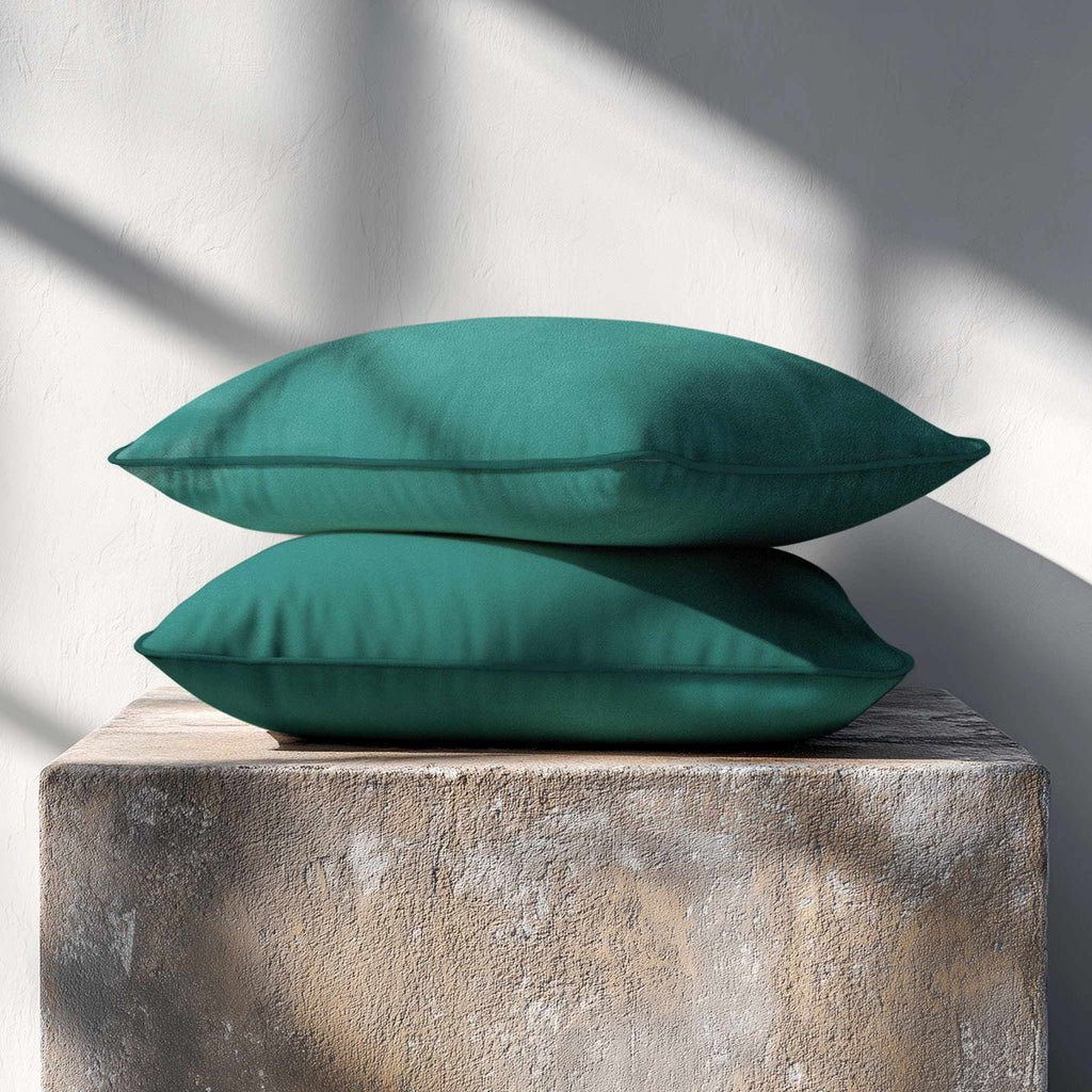 Signature Colours with Piping | Sustainable Velvet Rectangle Cushion - Forest Biome 50 x 30 cm by Izabela Peters