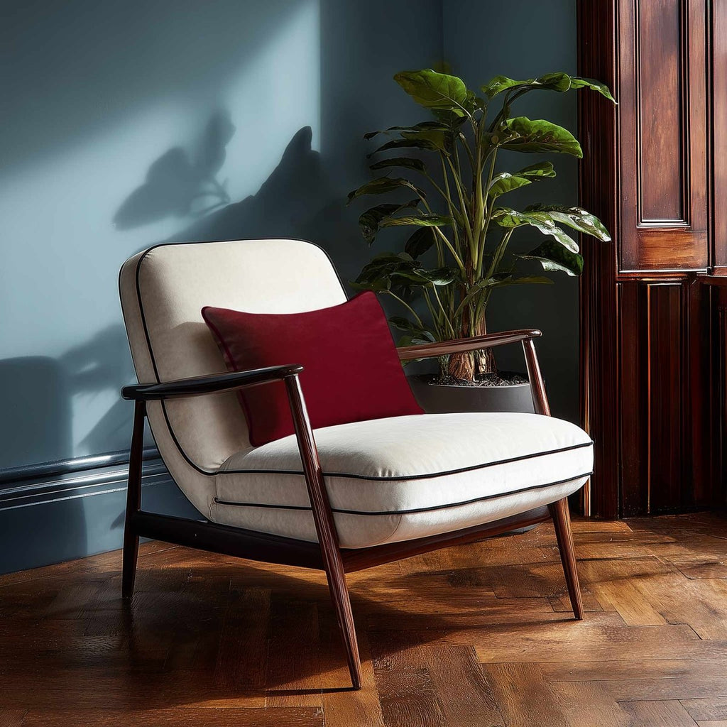 Signature Colours with Piping | Sustainable Velvet Rectangle Cushion - Raspberry Red 50 x 30 cm by Izabela Peters