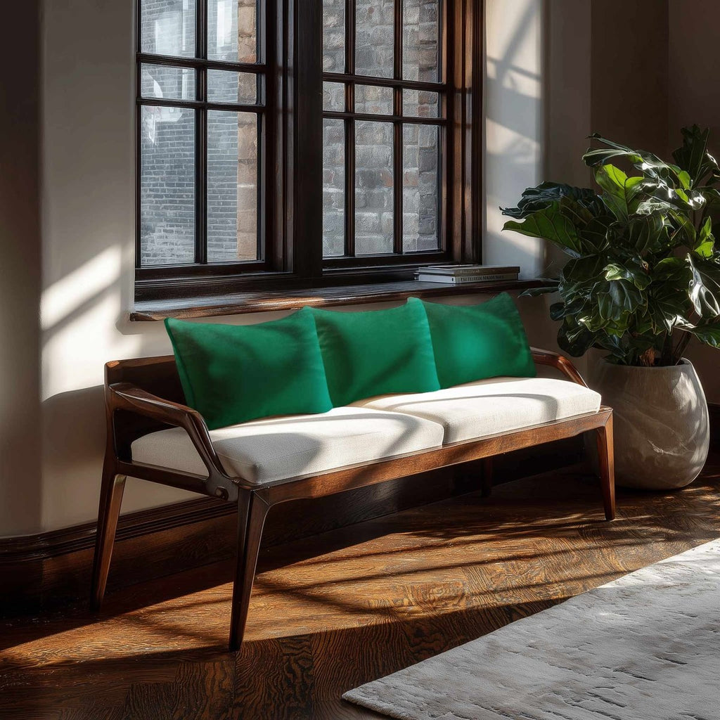 Signature Colours with Piping | Sustainable Velvet Rectangle Cushion - Emerald Green 50 x 30 cm by Izabela Peters