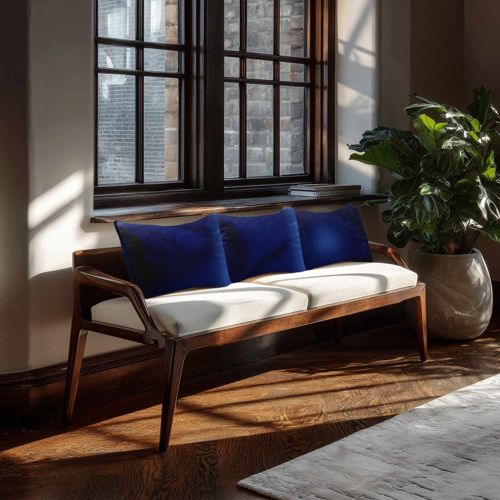 Signature Colours with Piping | Sustainable Velvet Rectangle Cushion - Midnight 50 x 30 cm by Izabela Peters