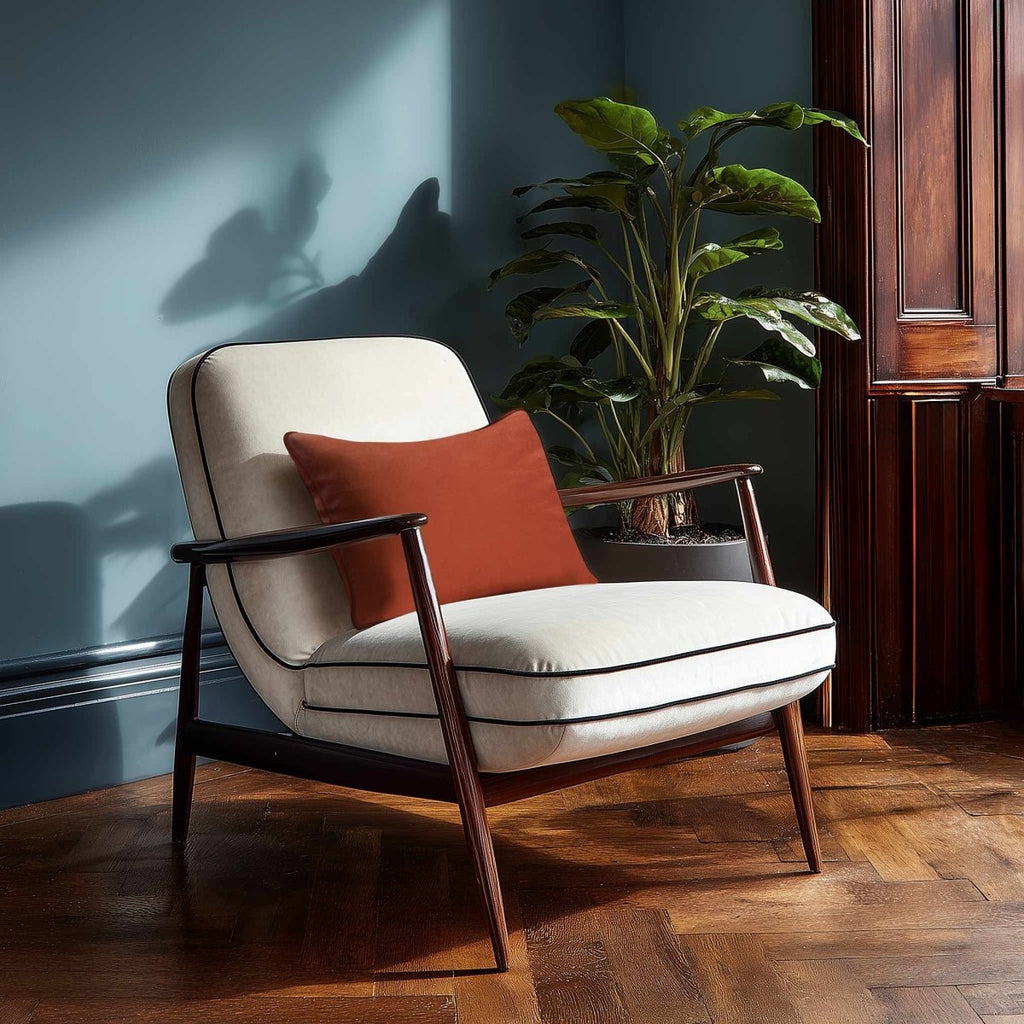 Signature Colours with Piping | Sustainable Velvet Rectangle Cushion - Burnt Ochre 50 x 30 cm by Izabela Peters
