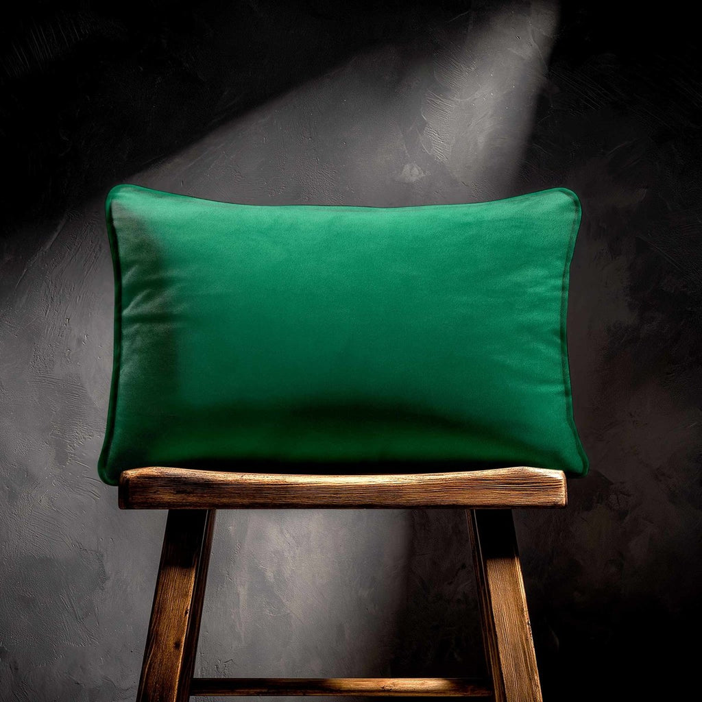 Signature Colours with Piping | Sustainable Velvet Rectangle Cushion - Emerald Green 50 x 30 cm by Izabela Peters