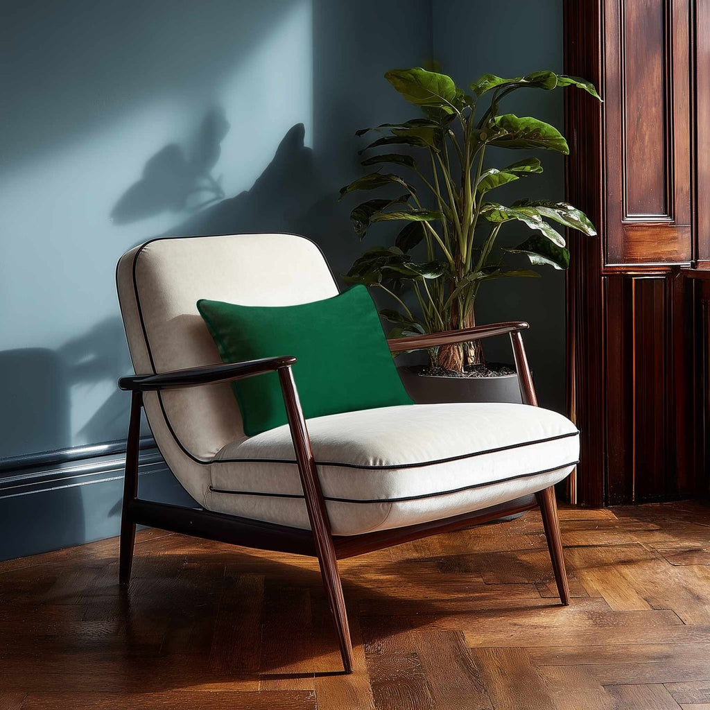 Signature Colours with Piping | Sustainable Velvet Rectangle Cushion - Emerald Green 50 x 30 cm by Izabela Peters