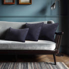 Signature Colours with Piping | Sustainable Velvet Rectangle Cushion - Graphite 50 x 30 cm by Izabela Peters