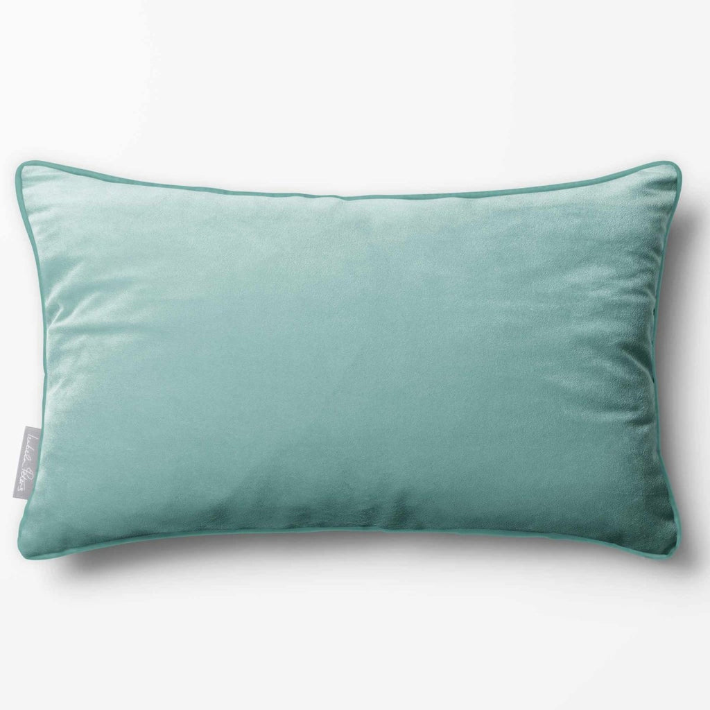 Signature Colours with Piping | Sustainable Velvet Rectangle Cushion - Blue Surf 50 x 30 cm by Izabela Peters