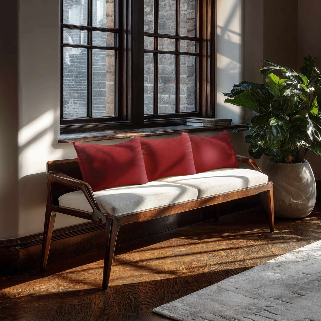 Signature Colours with Piping | Sustainable Velvet Rectangle Cushion - Crimson Muse 50 x 30 cm by Izabela Peters