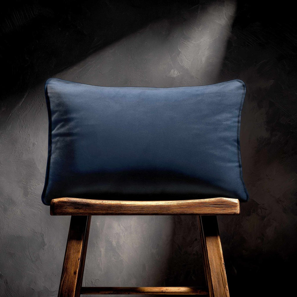 Signature Colours with Piping | Sustainable Velvet Rectangle Cushion - Petrol Blue 50 x 30 cm by Izabela Peters