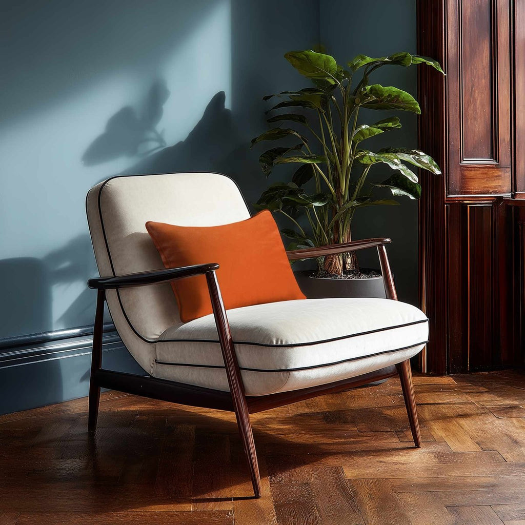 Signature Colours with Piping | Sustainable Velvet Rectangle Cushion - Burnt Orange 50 x 30 cm by Izabela Peters