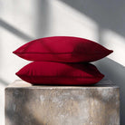 Signature Colours with Piping | Sustainable Velvet Rectangle Cushion - Raspberry Red 50 x 30 cm by Izabela Peters