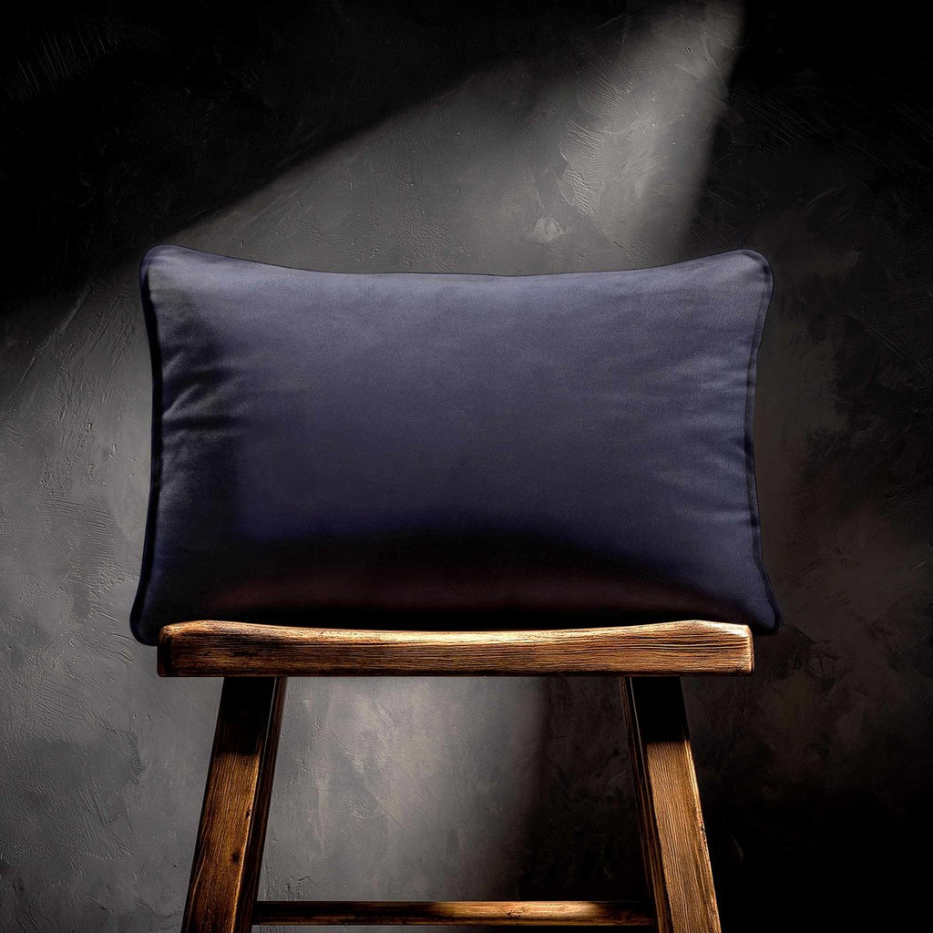 Signature Colours with Piping | Sustainable Velvet Rectangle Cushion - Graphite 50 x 30 cm by Izabela Peters