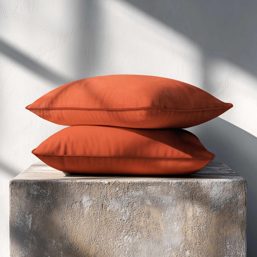 Signature Colours with Piping | Sustainable Velvet Rectangle Cushion - Burnt Ochre 50 x 30 cm by Izabela Peters