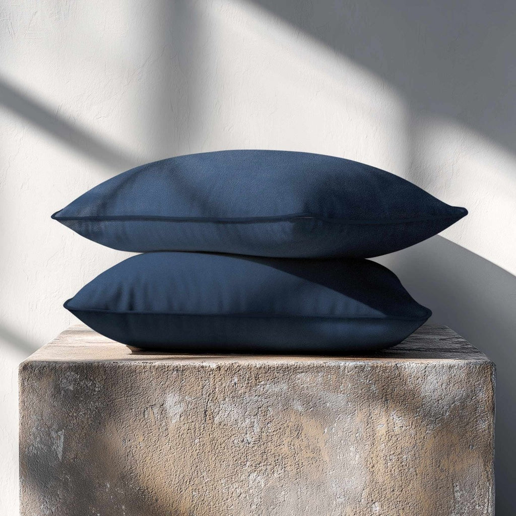 Signature Colours with Piping | Sustainable Velvet Rectangle Cushion - Petrol Blue 50 x 30 cm by Izabela Peters