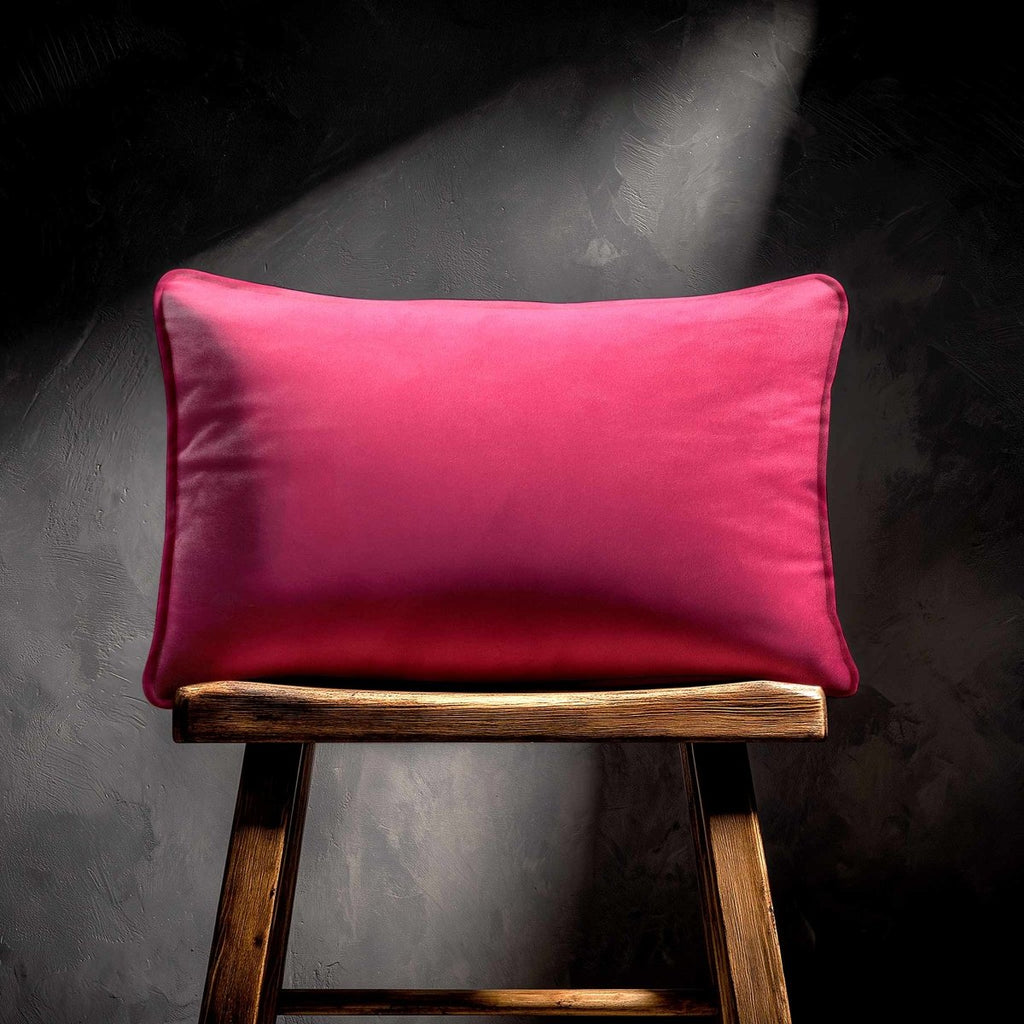Signature Colours with Piping | Sustainable Velvet Rectangle Cushion - Hot Pink 50 x 30 cm by Izabela Peters