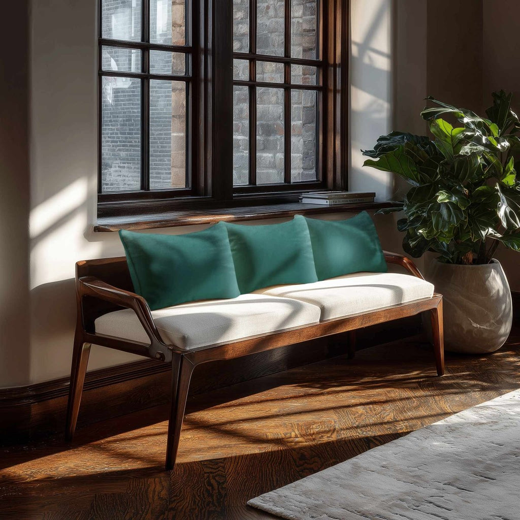 Signature Colours with Piping | Sustainable Velvet Rectangle Cushion - Forest Biome 50 x 30 cm by Izabela Peters