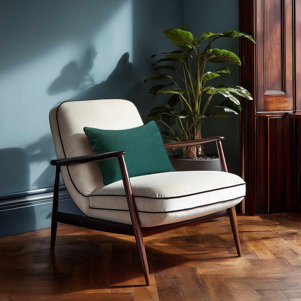 Signature Colours with Piping | Sustainable Velvet Rectangle Cushion - Forest Biome 50 x 30 cm by Izabela Peters