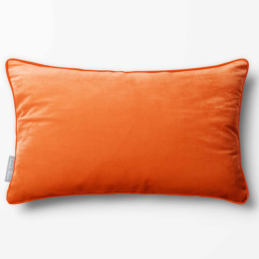 Signature Colours with Piping | Sustainable Velvet Rectangle Cushion - Burnt Orange 50 x 30 cm by Izabela Peters
