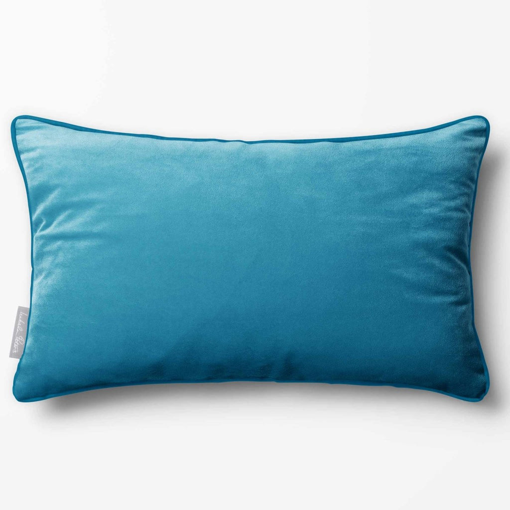 Signature Colours with Piping | Sustainable Velvet Rectangle Cushion - Prussian Blue 50 x 30 cm by Izabela Peters