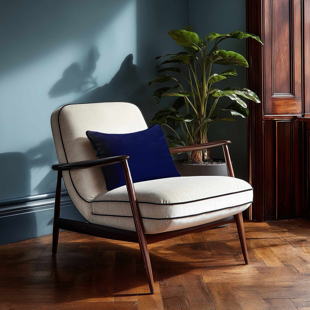 Signature Colours with Piping | Sustainable Velvet Rectangle Cushion - Midnight 50 x 30 cm by Izabela Peters