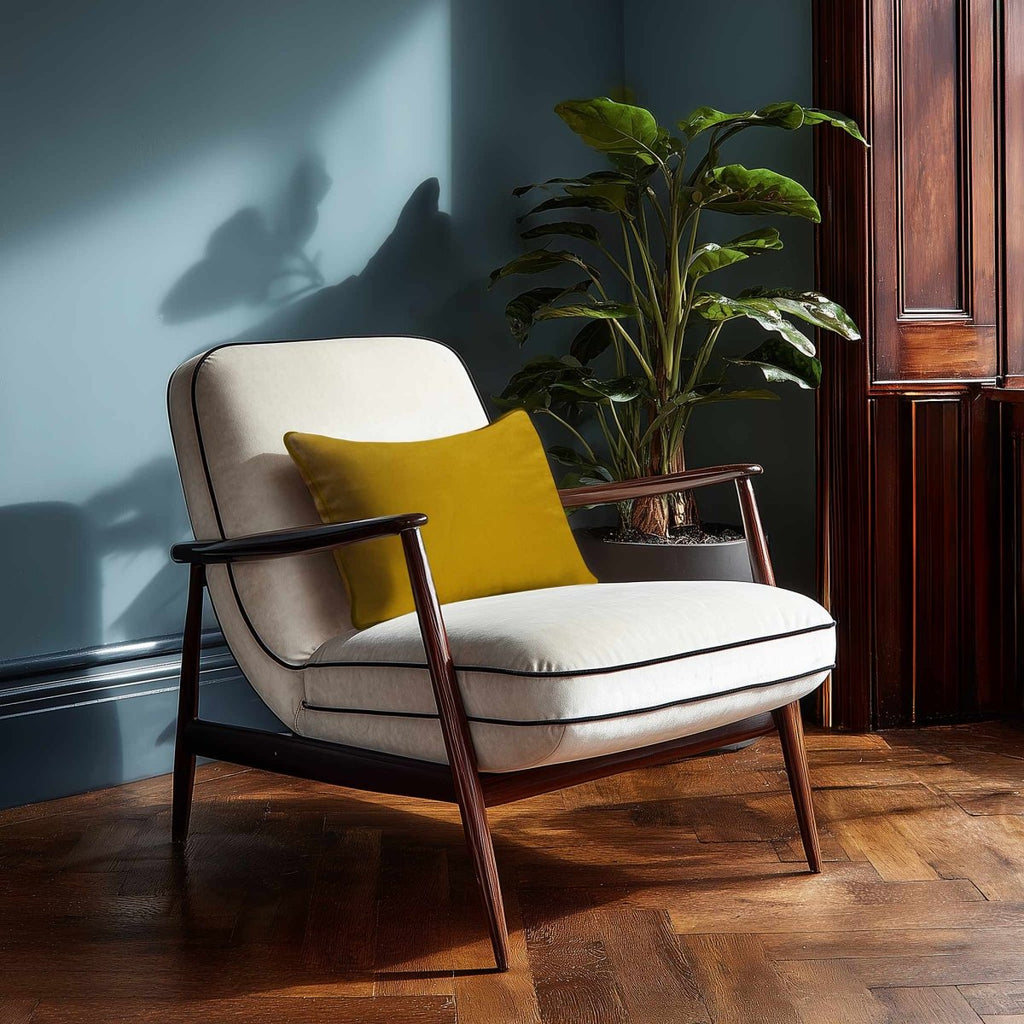 Signature Colours with Piping | Sustainable Velvet Rectangle Cushion - Mustard Ochre 50 x 30 cm by Izabela Peters