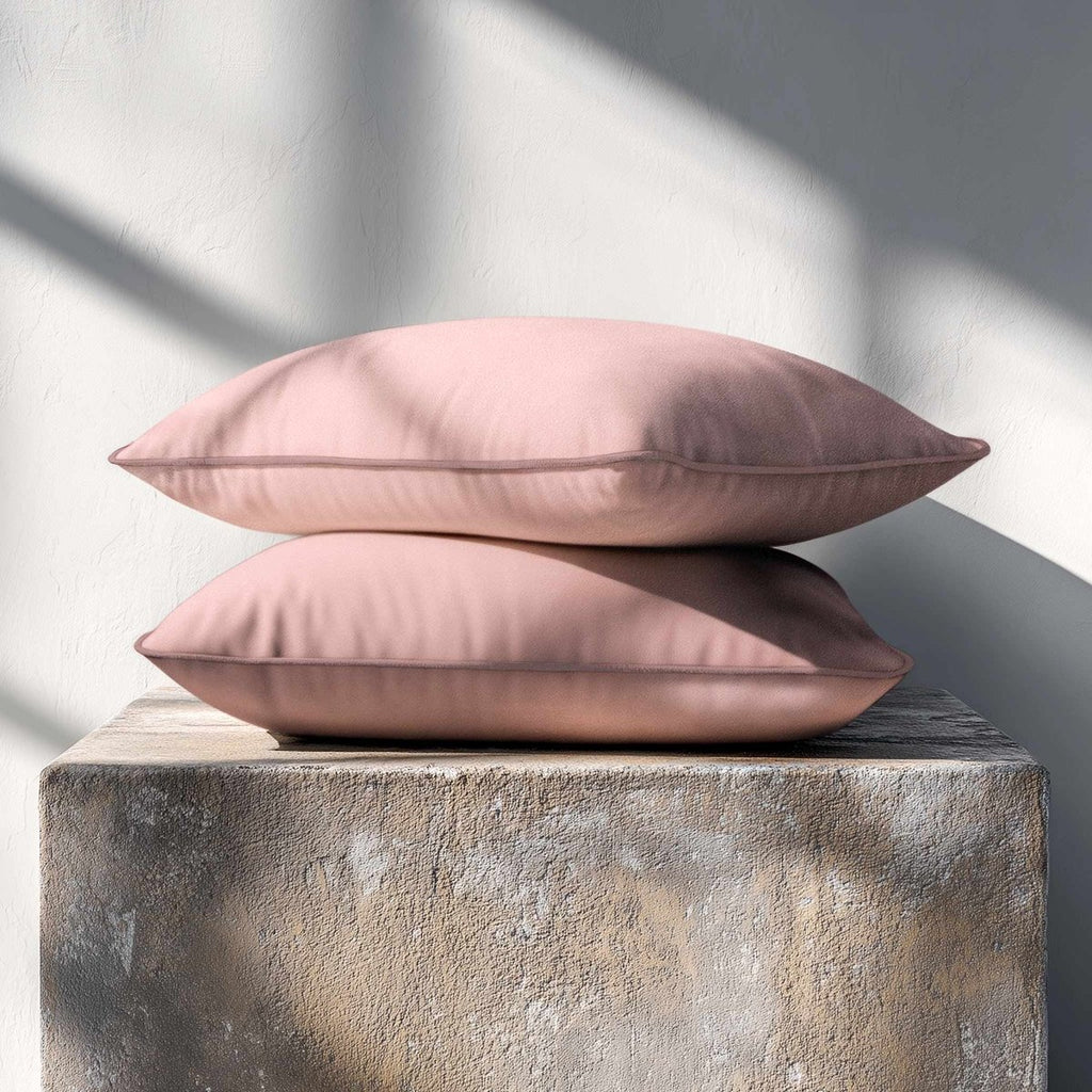 Signature Colours with Piping | Sustainable Velvet Rectangle Cushion - Rosewater 50 x 30 cm by Izabela Peters