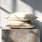 Signature Colours with Piping | Sustainable Velvet Rectangle Cushion - Ivory Cream 50 x 30 cm by Izabela Peters