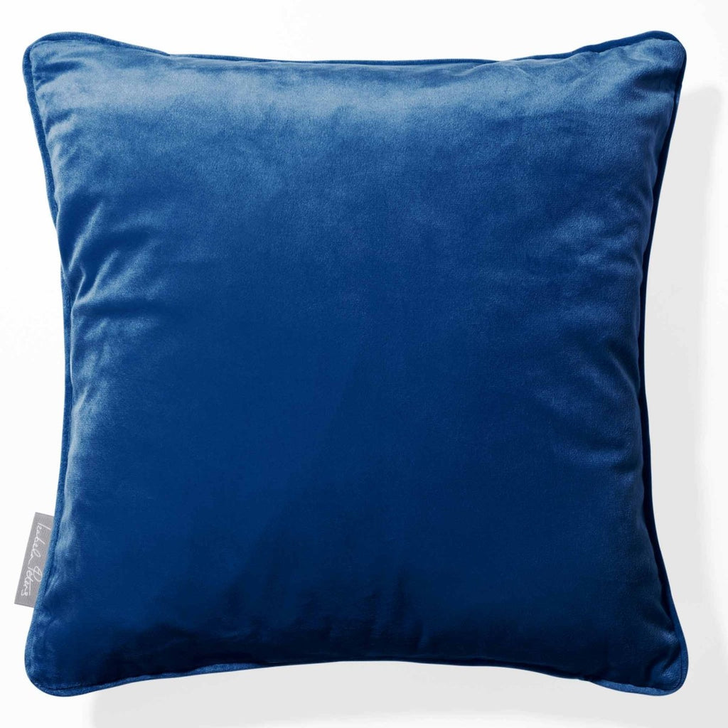 Signature Colourways | Piped Sustainable Velvet Cushion - Estate Blue 40 x 40 cm by Izabela Peters