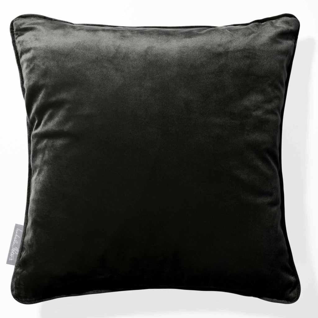 Signature Colourways | Piped Sustainable Velvet Cushion - Charcoal 40 x 40 cm by Izabela Peters