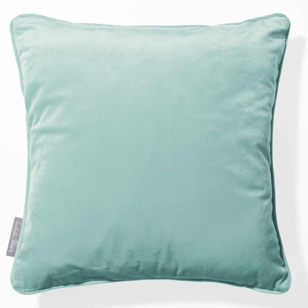 Signature Colourways | Piped Sustainable Velvet Cushion - Blue Surf 40 x 40 cm by Izabela Peters