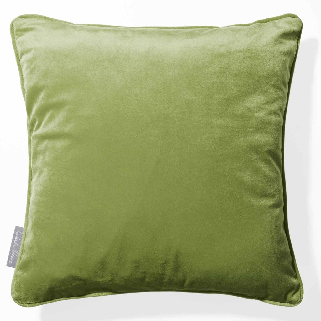 Signature Colourways | Piped Sustainable Velvet Cushion - Golden Lime 40 x 40 cm by Izabela Peters