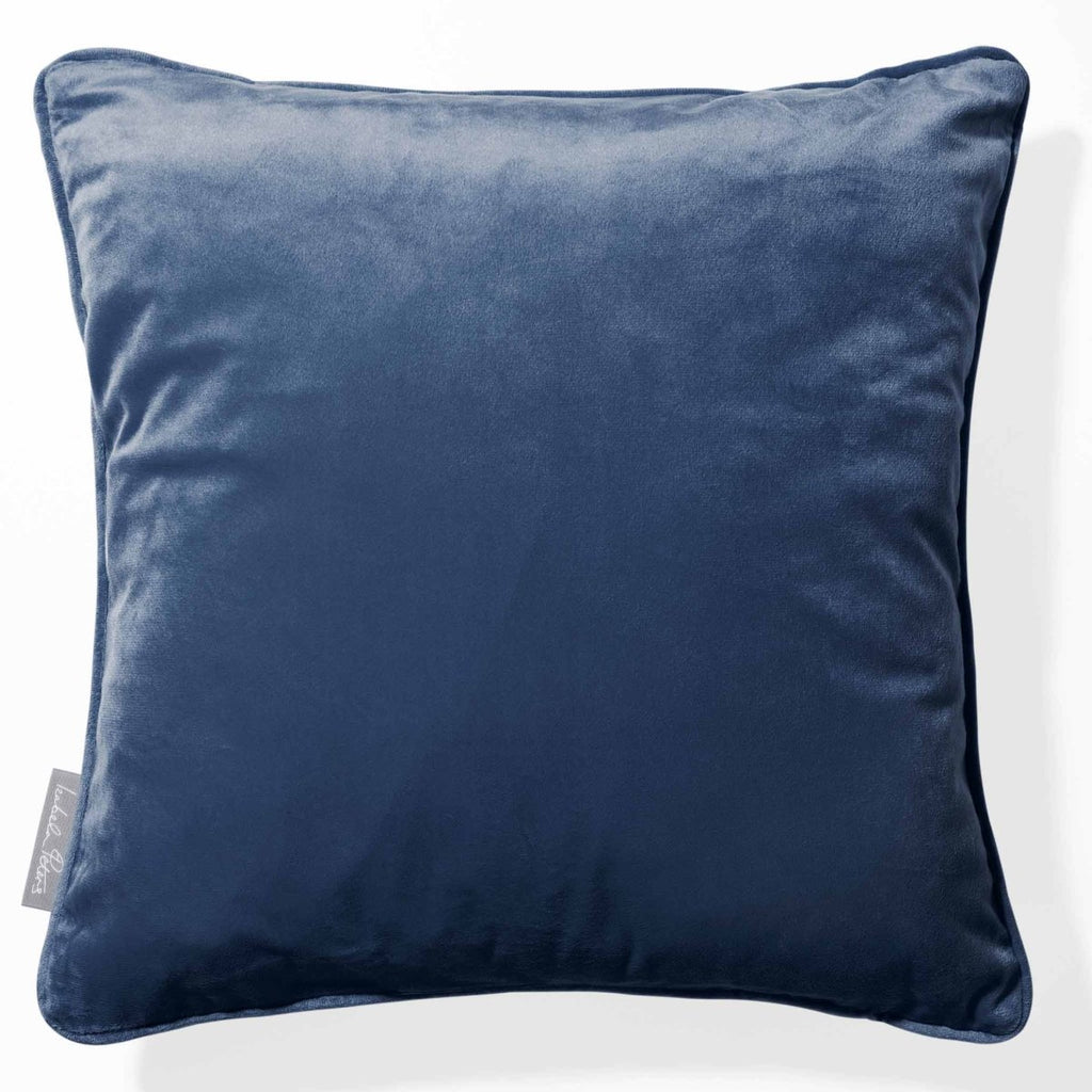 Signature Colourways | Piped Sustainable Velvet Cushion - Petrol Blue 40 x 40 cm by Izabela Peters