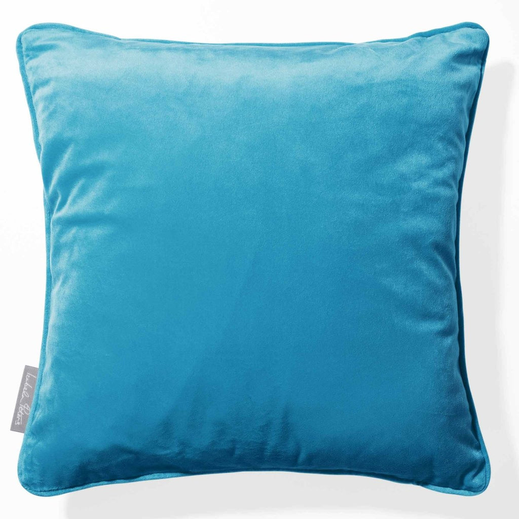 Signature Colourways | Piped Sustainable Velvet Cushion - Prussian Blue 40 x 40 cm by Izabela Peters