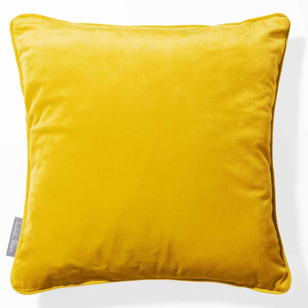 Signature Colourways | Piped Sustainable Velvet Cushion - Mustard Ochre 40 x 40 cm by Izabela Peters