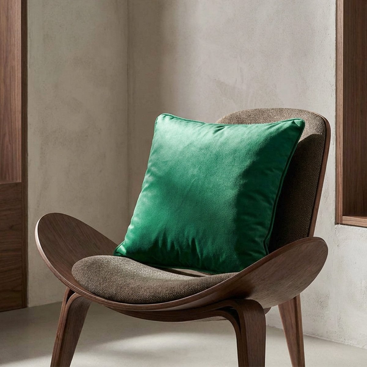 Signature Colourways | Sustainable Velvet Cushion - Emerald Green 40 x 40 cm Standard by Izabela Peters