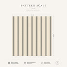 Silver grey on ivory Ticking Stripe Christmas napkin pattern scale, showing the full 44 cm by 44 cm design.
