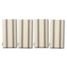 Ticking Stripe Christmas napkins in silver grey on ivory, set of four, folded on white, showing the same fine ticking stripes