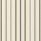 Close-up of the Ticking Stripe Christmas table runner print in silver grey on ivory cotton, showing fine ticking stripes