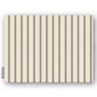 Ticking Stripe Christmas tablecloth in silver grey on ivory, folded on white, showing fine ticking stripes