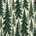 Spruce Stand Christmas napkin print in green on ivory