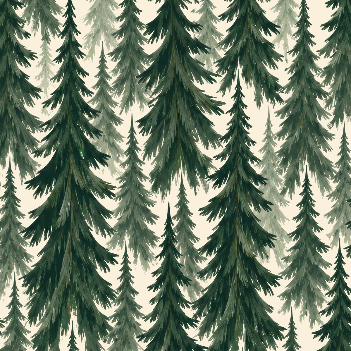 Spruce Stand Christmas napkin print in green on ivory