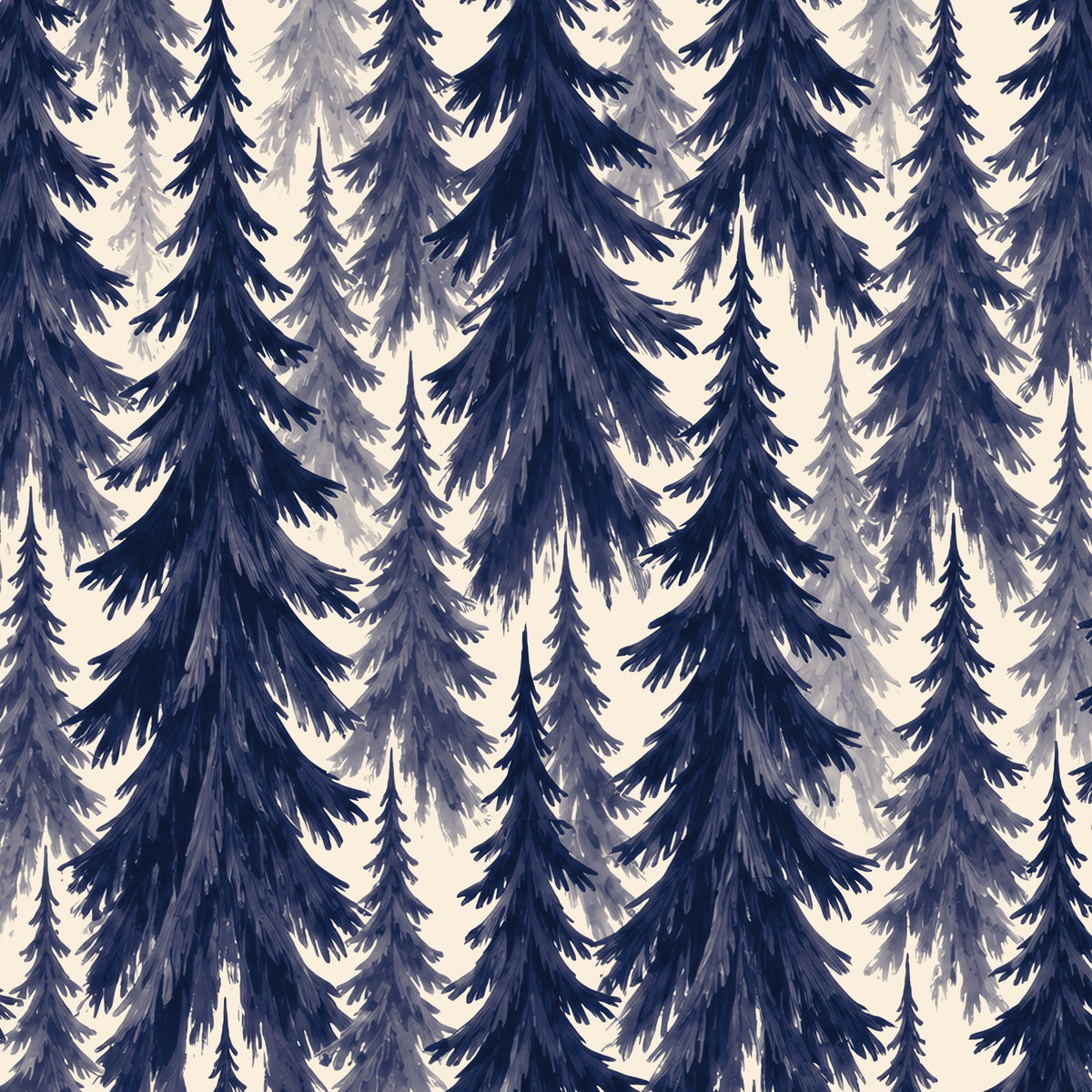 Spruce Stand Christmas napkin print in navy on ivory