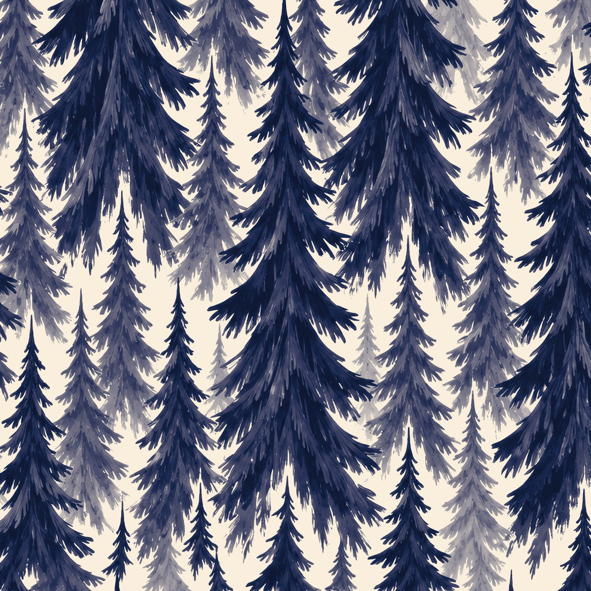 Spruce Stand Christmas table runner print in navy on ivory