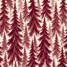 Spruce Stand Christmas tablecloth print in burgundy on ivory