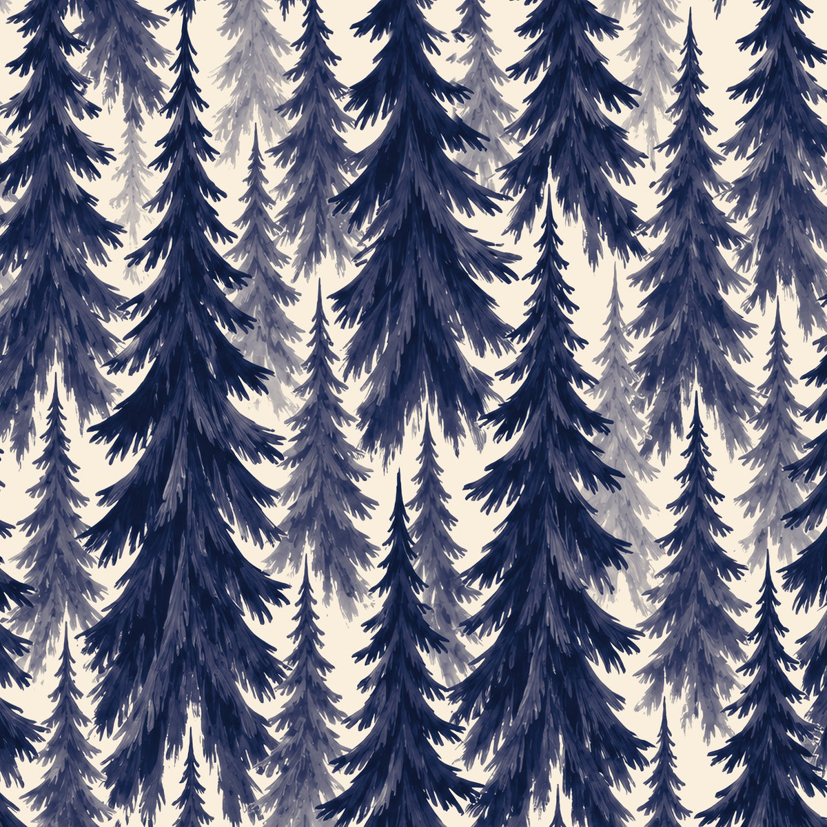 Spruce Stand Christmas tablecloth print in navy on ivory
